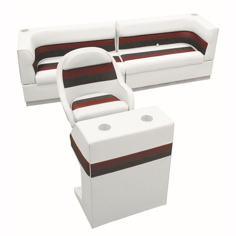 Deluxe Pontoon Furniture w/Toe Kick Base - Rear Traditional Package, White/Red/C image number 1