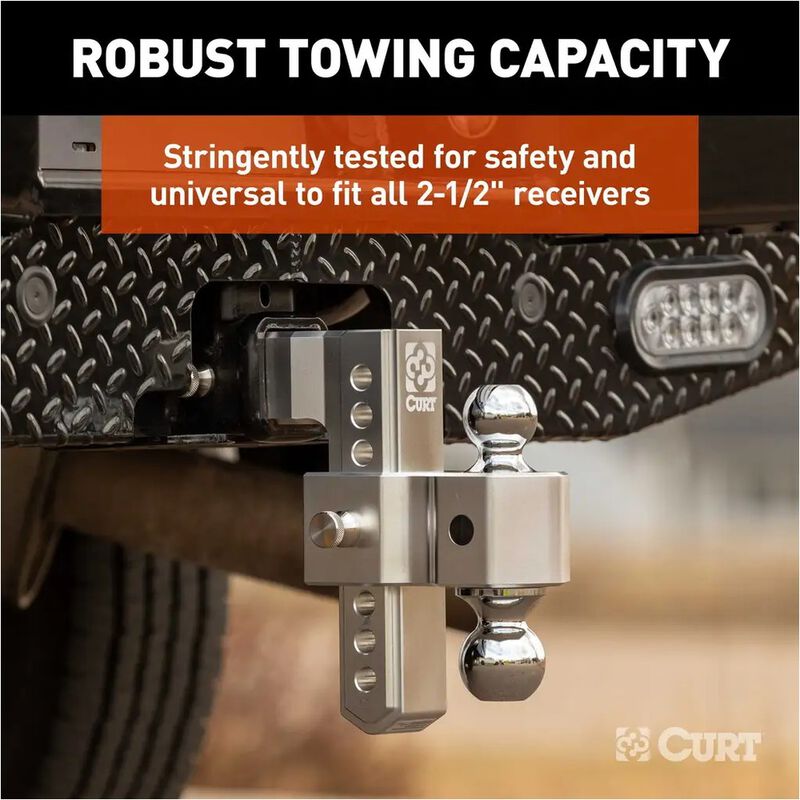 CURT AlumaLite Aluminum Hitch w/Dual Ball, 10 in Drop, 2-1/2 in Shank #45387 image number 2
