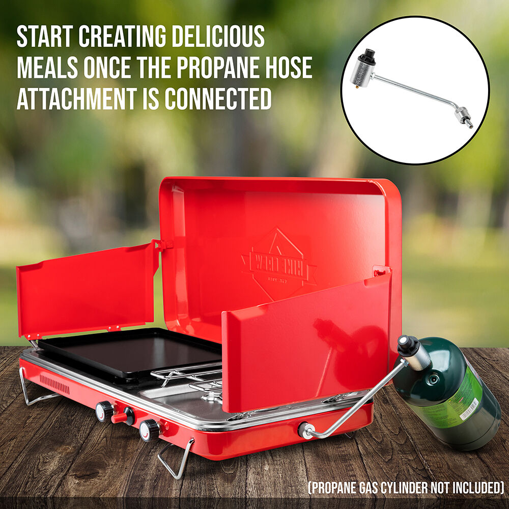 2-in-1 Portable Gas Stove & Griddle with Igniter & Drip Tray