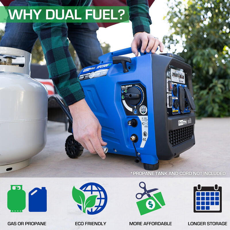 DuroMax 2300-Watt 80cc Dual Fuel Digital Inverter Hybrid Portable Generator image number 4