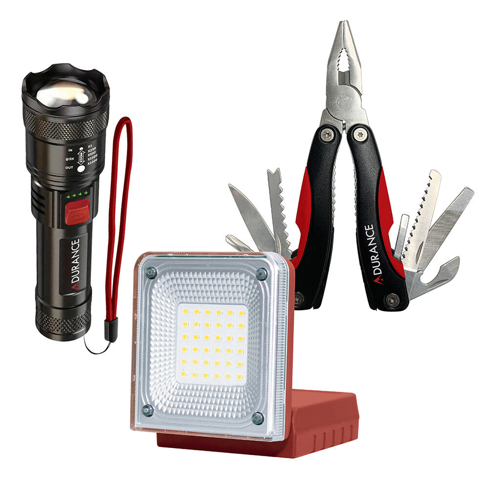 Adurance 3-Piece Camp Set Multi-Tool+Flashlight+Work Light