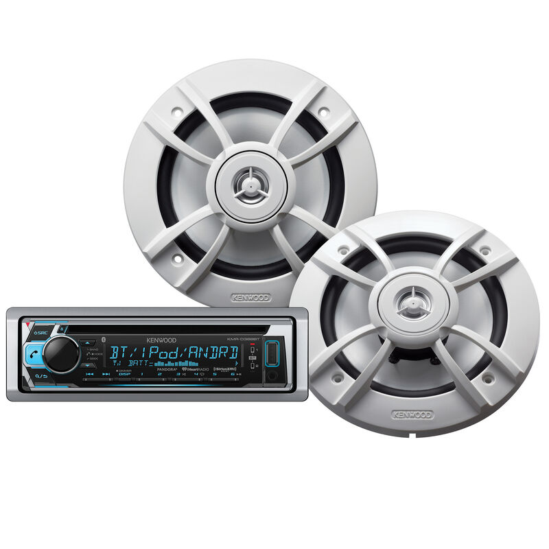 Kenwood KMR-D368BT Marine Bluetooth CD Receiver Package w/Two 6.5" Speakers image number 1