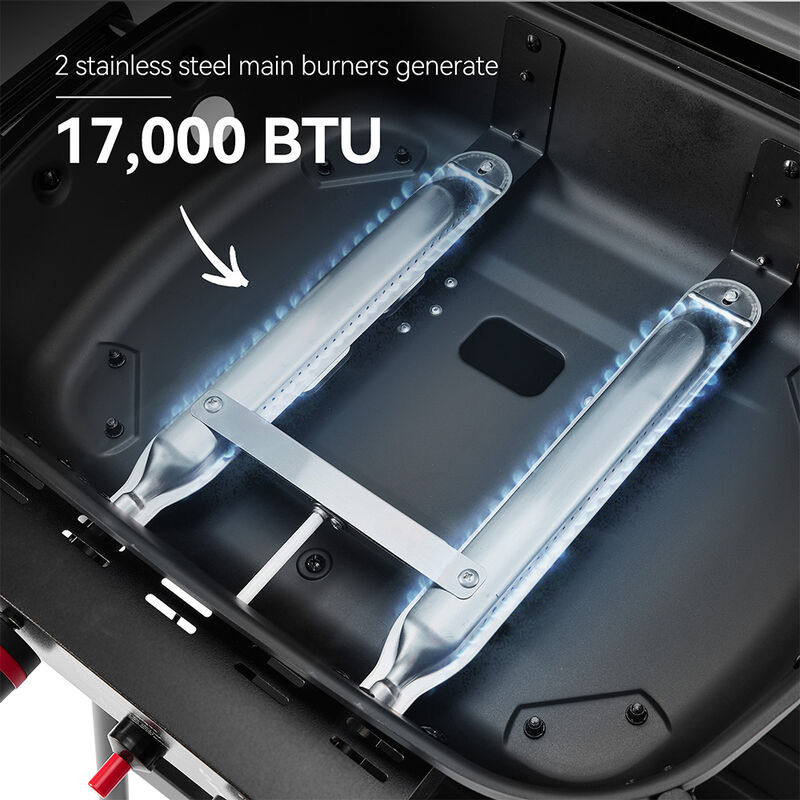 Royal Gourmet Portable 2-Burner Gas Grill w/ Stand & Shelf image number 6