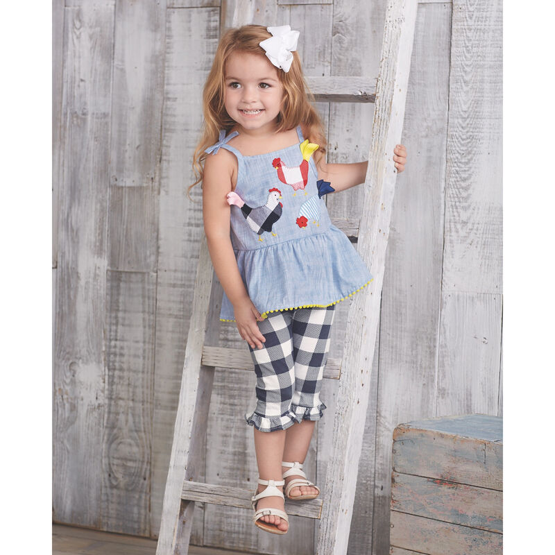 Mud Pie Girls' Farmhouse Tunic & Capri Set image number 2