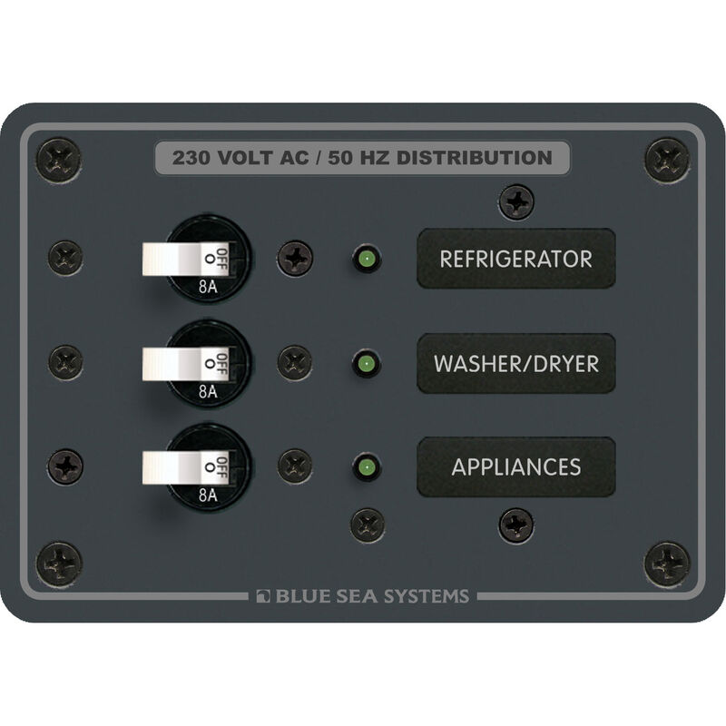 Blue Sea Systems Panel, 230V AC (European), 3 Positions image number 1