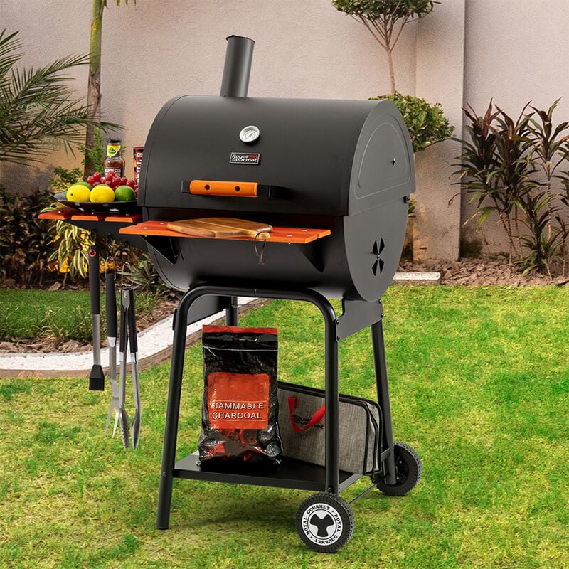 Royal Gourmet 24in Charcoal Grill w/ Wood Shelves - CC2024 image number 9