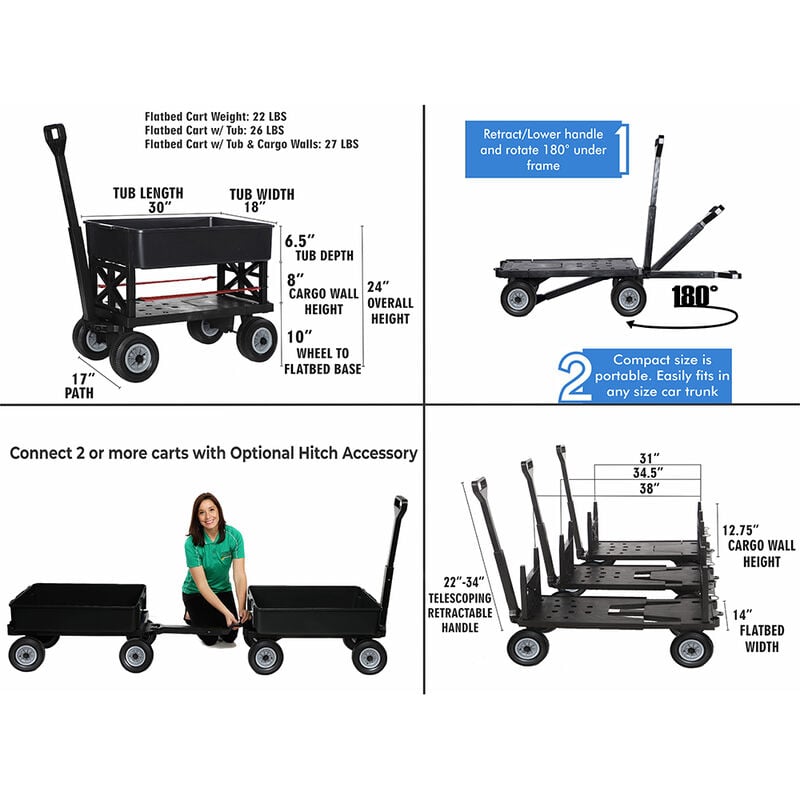 Mighty Max Multi-Purpose Dock Cart Wagon, Black Tub image number 2