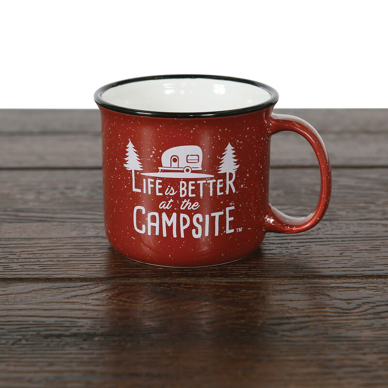 Camco Life is Better at the Campsite Mug, Red Enamel, 14 oz. image number 6