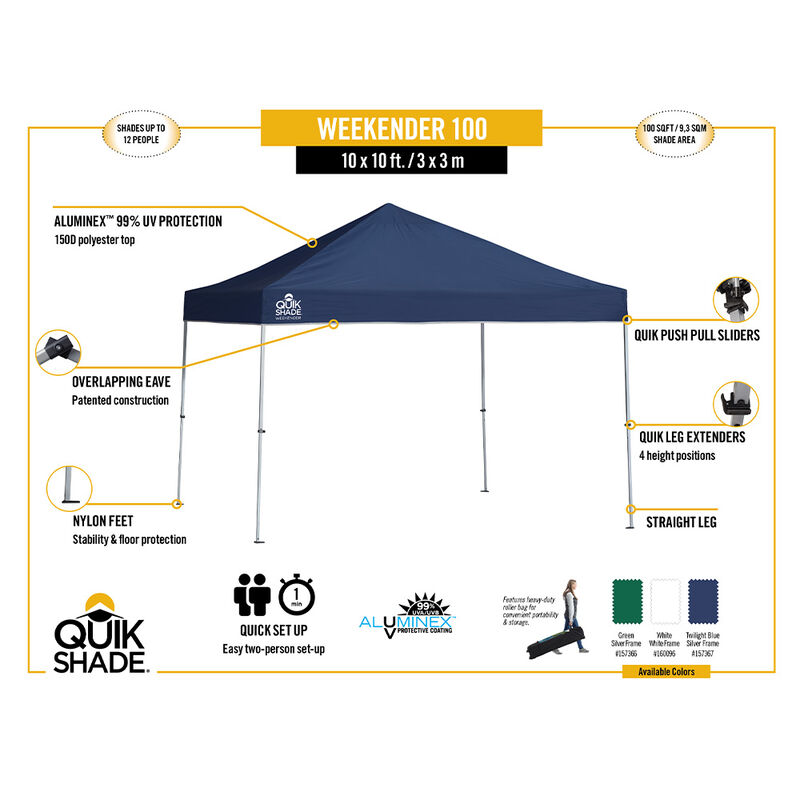 Quik Shade Weekender Elite 10x10 White Canopy image number 4