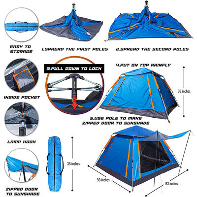 GlareWheel Instant Pop-Up Tent, Blue XXL