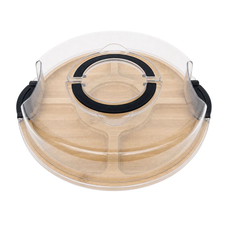 Brookstone 5-Compartment Bamboo Serving Platter with Lid image number 2