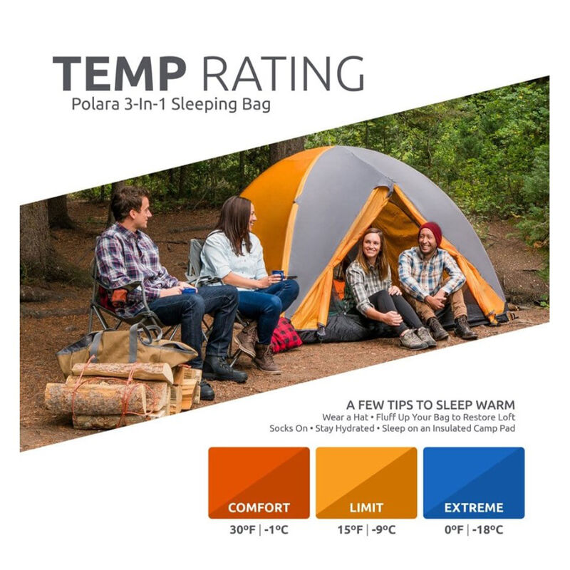 TETON Sports Polara 3-in-1 0&deg;F Sleeping Bag with Fleece Liner image number 7