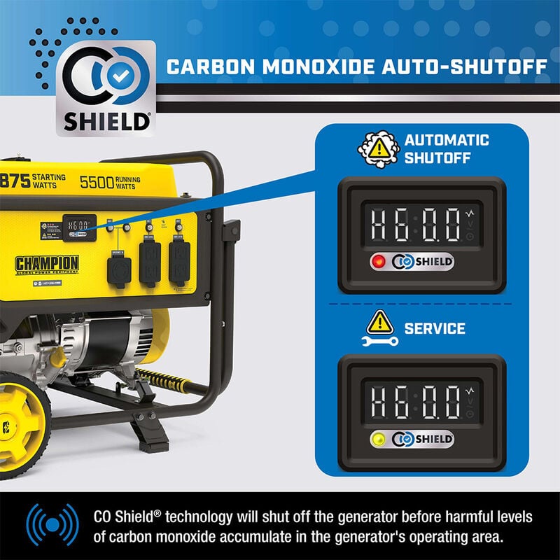 Champion 5500-Watt Portable Generator with CO Shield image number 7