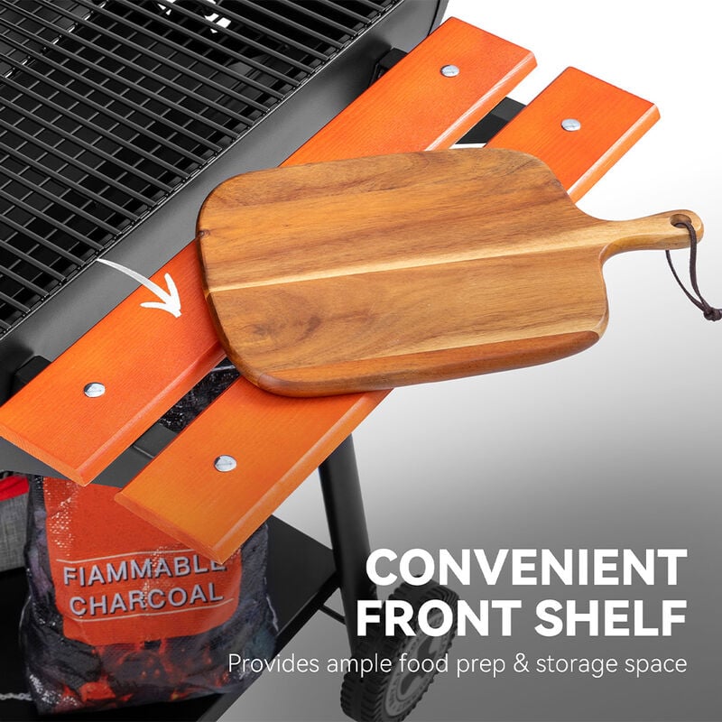 Royal Gourmet 24in Charcoal Grill w/ Wood Shelves - CC2024 image number 2