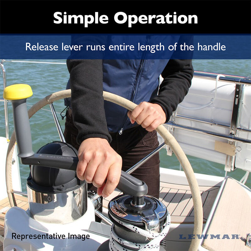 Lewmar 10" Single Grip Winch Handle, Locking, Red with Black Grip image number 3