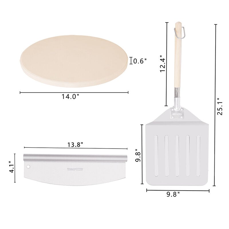 Royal Gourmet 3-Piece Pizza Set w/ Stone, Peel & Cutter KSF1406 image number 7