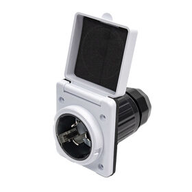 Electric World 50A RV Inlet in White w/Stainless Steel Cover