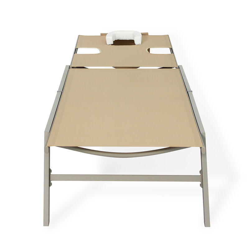 Ostrich Chatham Adjustable Outdoor Patio Chaise Lounger 2-Pack, Tan and Taupe image number 3