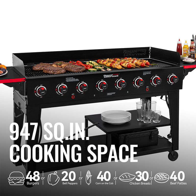 Royal Gourmet GB Series 8-Burner Gas Grill, Black/Red image number 8