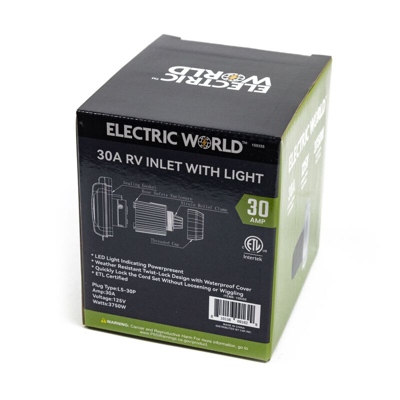 Electric World 30A RV Inlet in White with LED image number 7