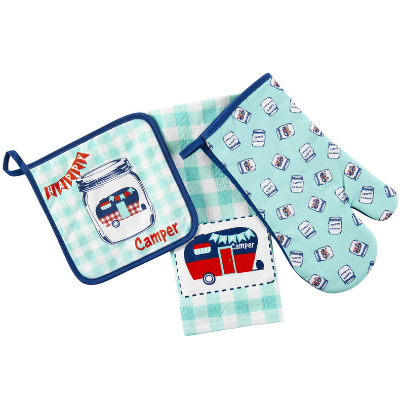 3-Piece Happy Camper Mason Jar Design Kitchen Set image number 2