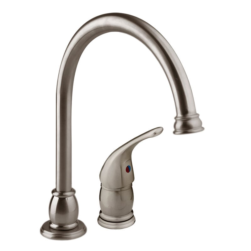 Dura Faucet Goose-Neck Pedestal RV Kitchen Faucet with Side Sprayer, Brushed Satin Nickel image number 4