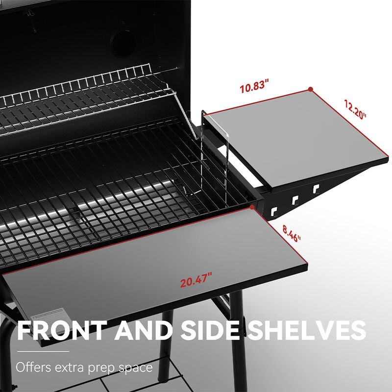 Royal Gourmet CC1624 BBQ Charcoal Grill w/ Side & Front Shelves image number 14
