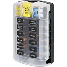 Blue Sea Common Sourced ST Blade Fuse Block - 12 Circuits w/Cover