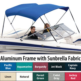 Shademate Sunbrella 3-Bow Bimini Top, 5'L x 32"H, 73"-78" Wide