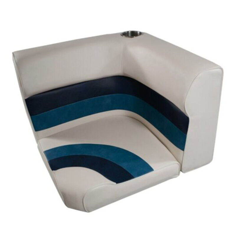 Horizon Manufacturing Premium Series Pontoon Radius Corner Cushion Set Only - White/Navy/Blue