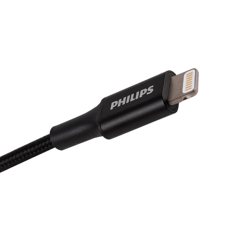 Philips Braided USB-C Charge Cable with Lightning Connector, 6', Black image number 4