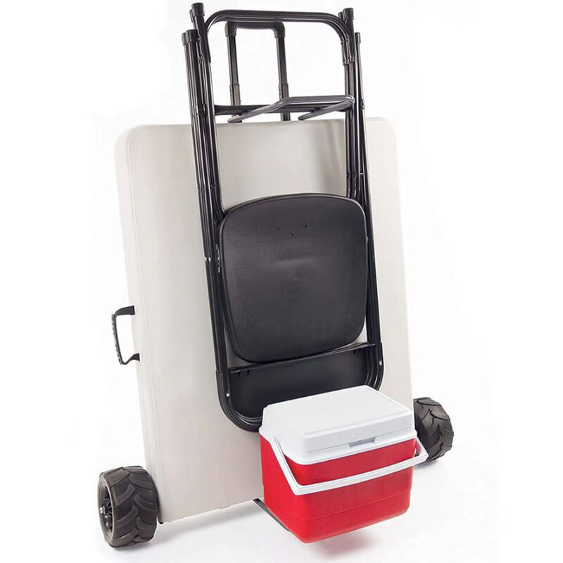 Creative Outdoor 2-in-1 Revolutionary Rolling Table with Chair Rack image number 4