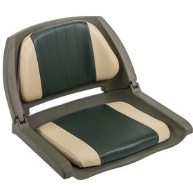 Wise Molded Fold-Down Fishing Seat with Padding in Green/Sand/Green Shell