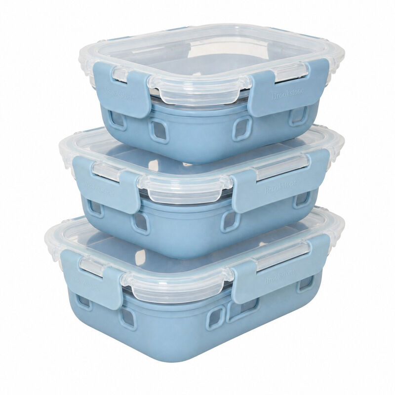 Brookstone 3-Piece Glass Food Storage Set image number 2