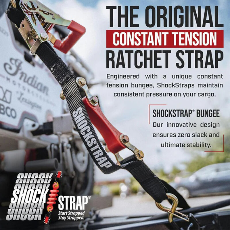 The Perfect Bungee 15' x 1.5" ShockStrap Ratchet Strap with Clip Hooks, 2-Pack image number 2
