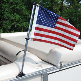 Pontoon Flag Pole Socket with Flag, 30" with 16"x24" US Flag