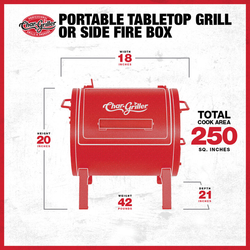 Char-Griller Side Fire Box / Tabletop Charcoal Grill, Wooden Handle image number 6