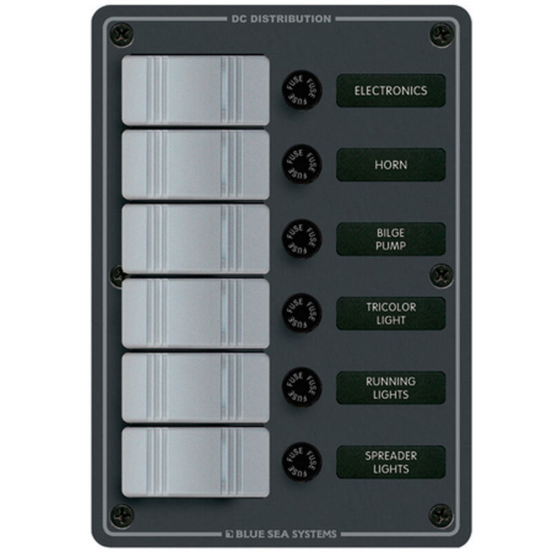 Blue Sea Water-Resistant Contura Switch Fuse Panel - 6-Position Vertical image number 1