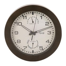 Wall Clock with Thermometer and Humidity, 10"