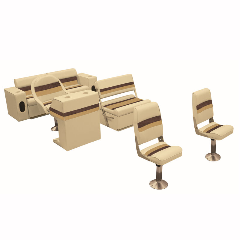 Deluxe Pontoon Furniture w/Toe Kick Base - Fishing Package, Sand/Chestnut/Gold image number 1