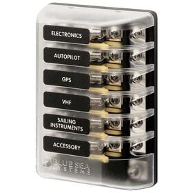 ST Glass 6 Circuit Fuse Block with Negative Bus and Cover