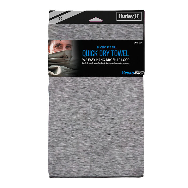 Hurley Hydro-Wick Microfiber Quick-Dry Towel 30x60 &ndash; Grey