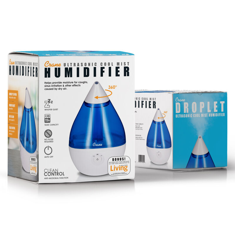 Crane Droplet Ultrasonic Cool Mist Humidifier, Blue and White image number 4