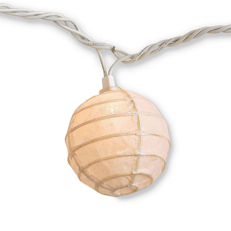 White Paper Ball String Lights, 10 Mini Lights, 94&rdquo; White Cord  image number 2