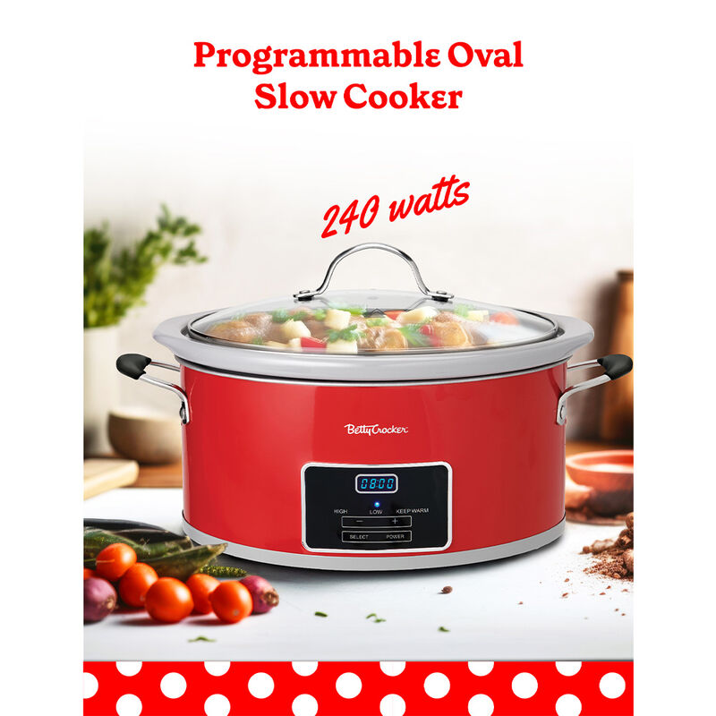 Betty Crocker 6-Quart Oval Digital Slow Cooker, Red image number 2