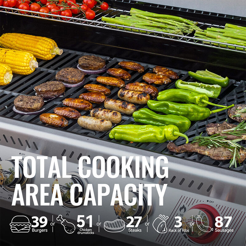 Royal Gourmet 6-Burner Propane Gas Grill with Side Burner and Sear Burner image number 8