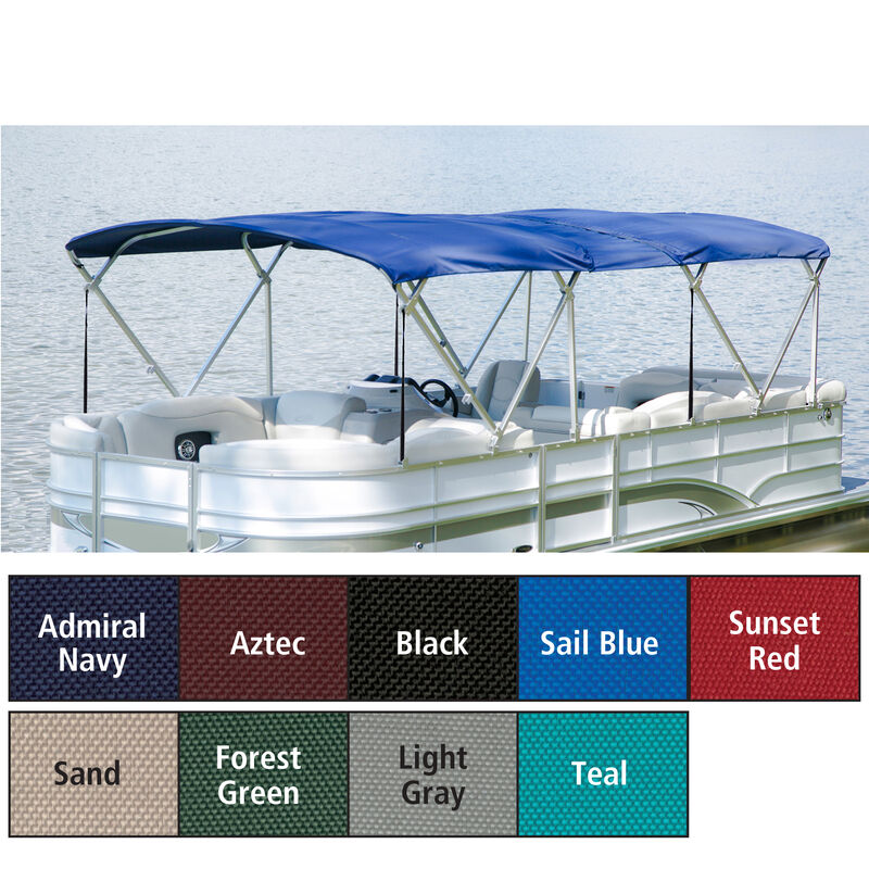 Twin Top Pontoon Bimini Top, SurLast Polyester, 1" Frame, 88"-96" Wide image number 1