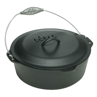 Lodge Cast Iron Dutch Oven with Spiral Bail and Iron Cover, 7 Quart