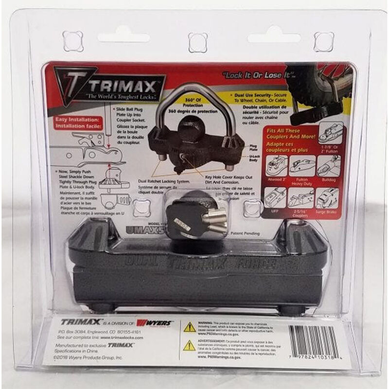 Trimax UMAX50D Deluxe Dual Coupler Lock with Integrated U-Lock image number 4