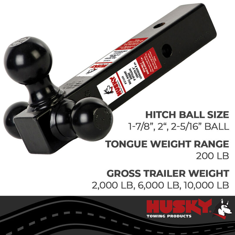Husky Towing Tri-Ball Trailer Hitch Ball Mount, 2 Inch Receiver image number 3
